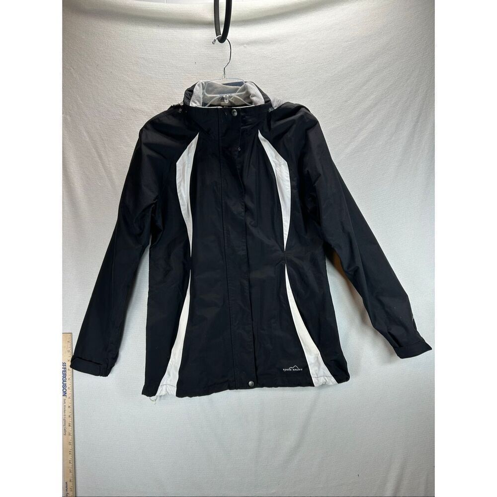 Eddie Bauer WeatherEdge Waterproof Hooded Jacket Women’s M Black White - Picture 2 of 11